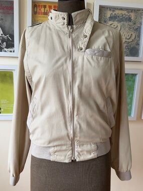 Vintage Sears The Men’s Store Beige Harrington Bomber Jacket | Retro 80s/90s